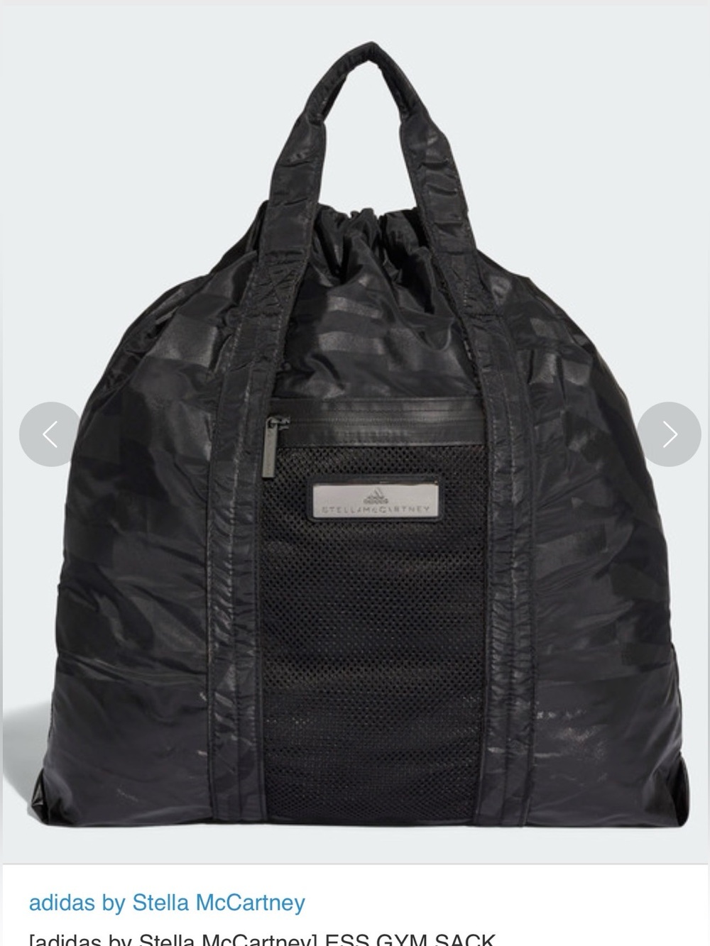 Adidas by Stella McCartney Black Drawstring Duffel Tote Backpack